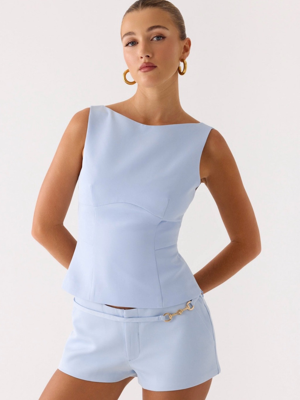 Peppermayo Light Blue Sleeveless Lulita Top & Shorts Set